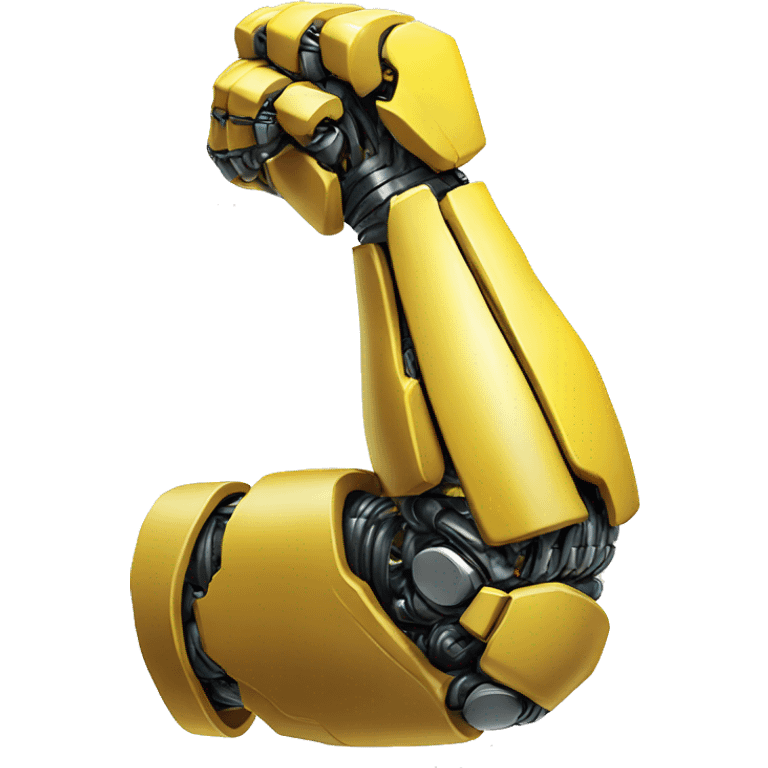 Flexing yellow mechanical cyborg bicep and arm emoji