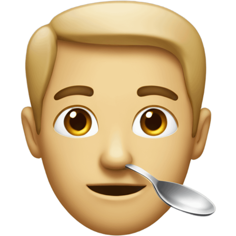 A normal pan without a face with a spoon seen from the side emoji