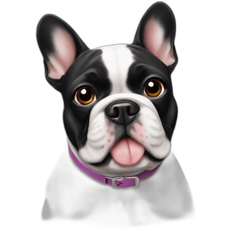 White FRENCH BULLDOg with nail painting emoji