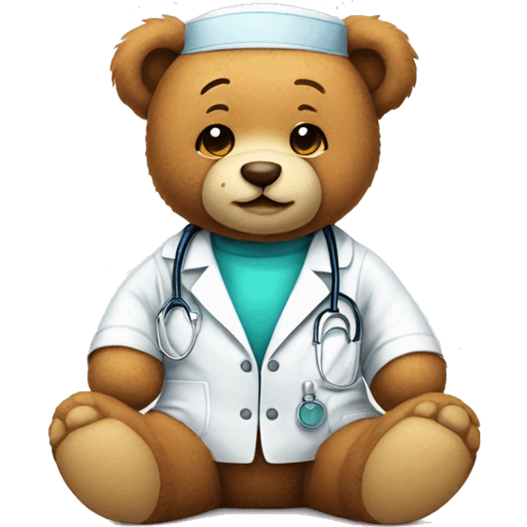 cute soft doctor teddy bear sitting emoji