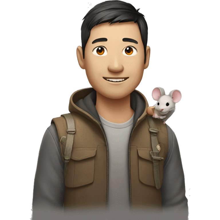 chinese man with a mouse on his shoulder emoji