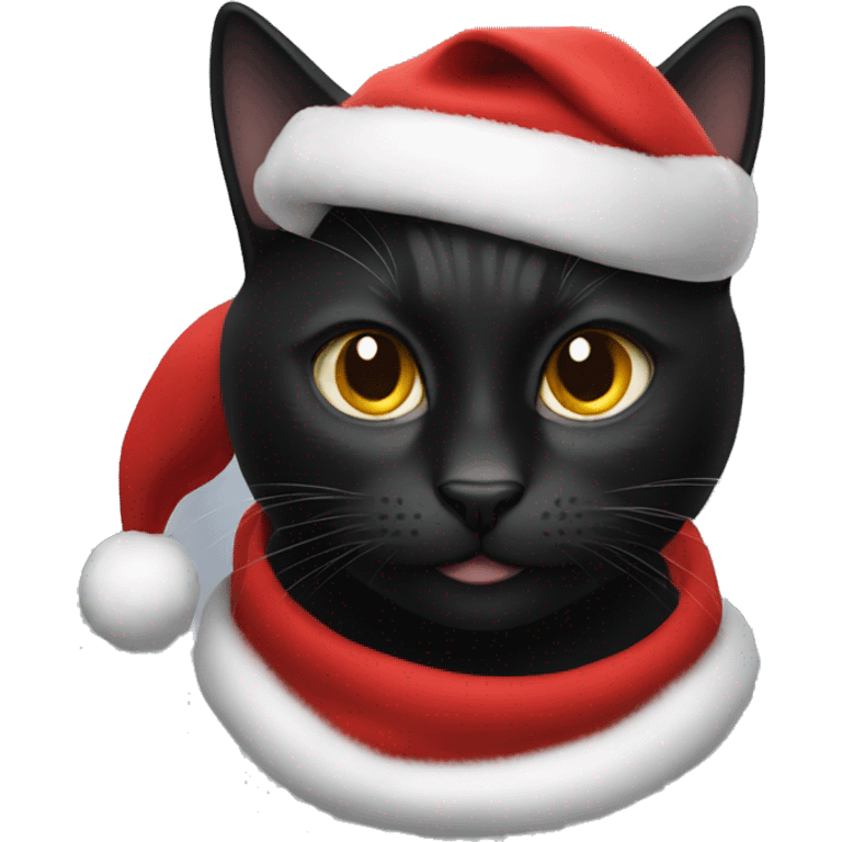 Black cat with Santa hat emoji