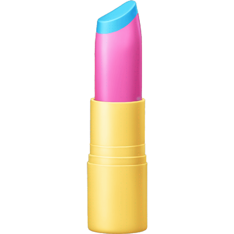 Yellow pink and blue lipstick tube emoji