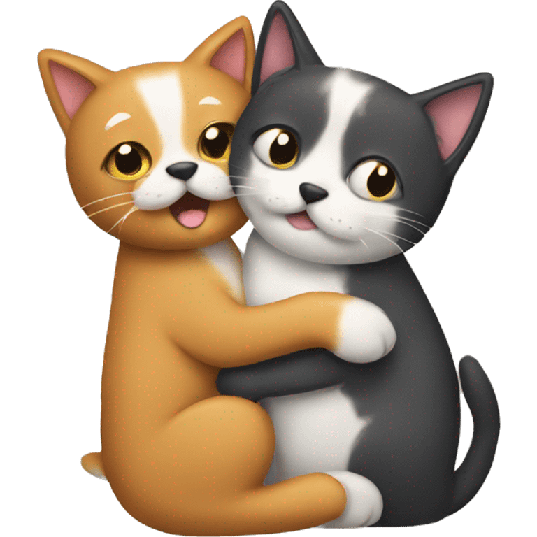 Dog and cat hugging emoji