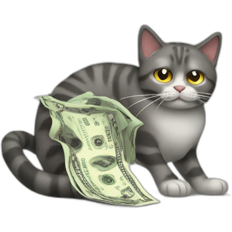 cat vomitting a dollar emoji