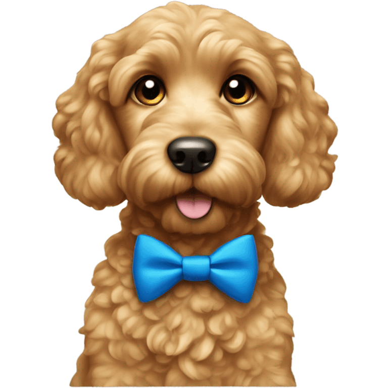 Gold cockapoo with blue bow tie emoji