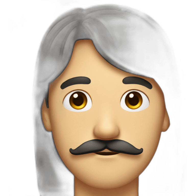 A man with side bangs and a mustache in the form of a square under his nose emoji