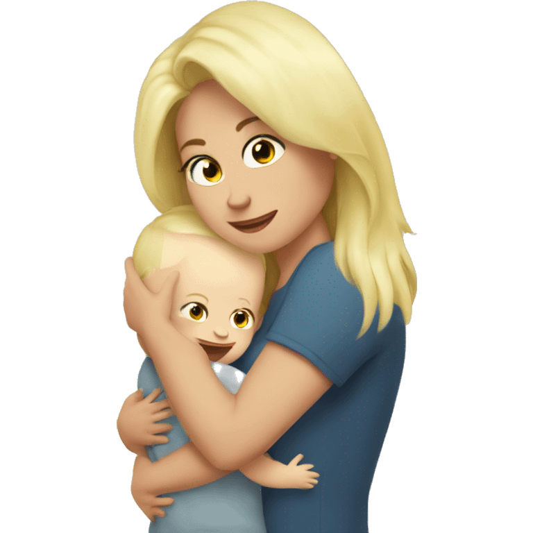 baby boy hug mommy blonde emoji