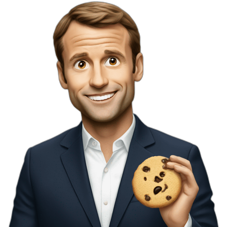 Macron eating cookie emoji