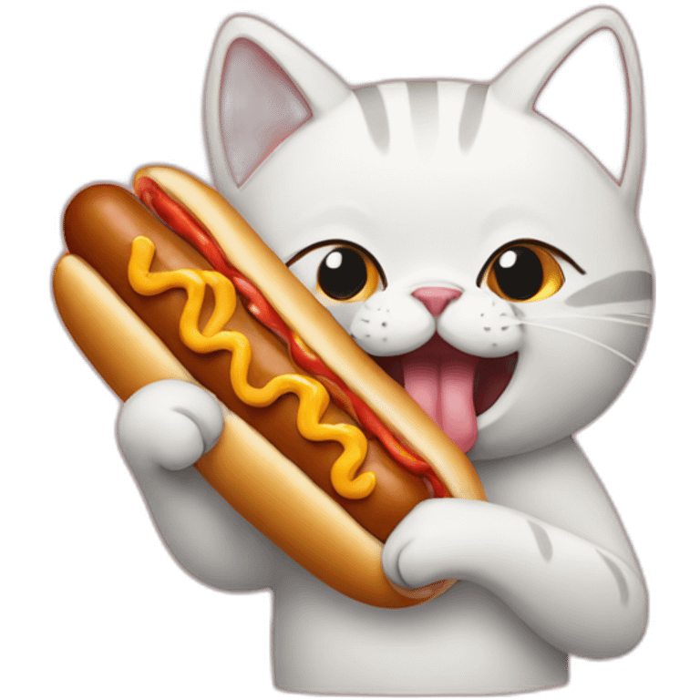 cat eating hotdog emoji