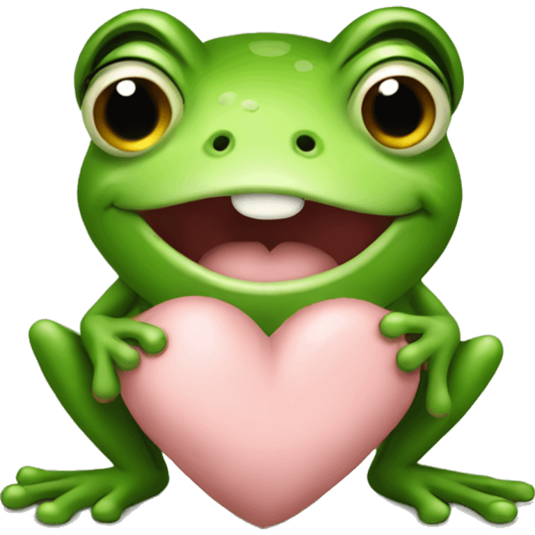 Frog show some love for pig emoji