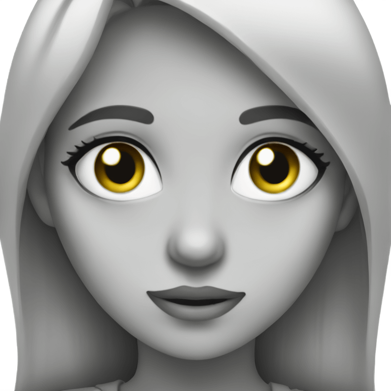 purple eyed girl in greyscale emoji