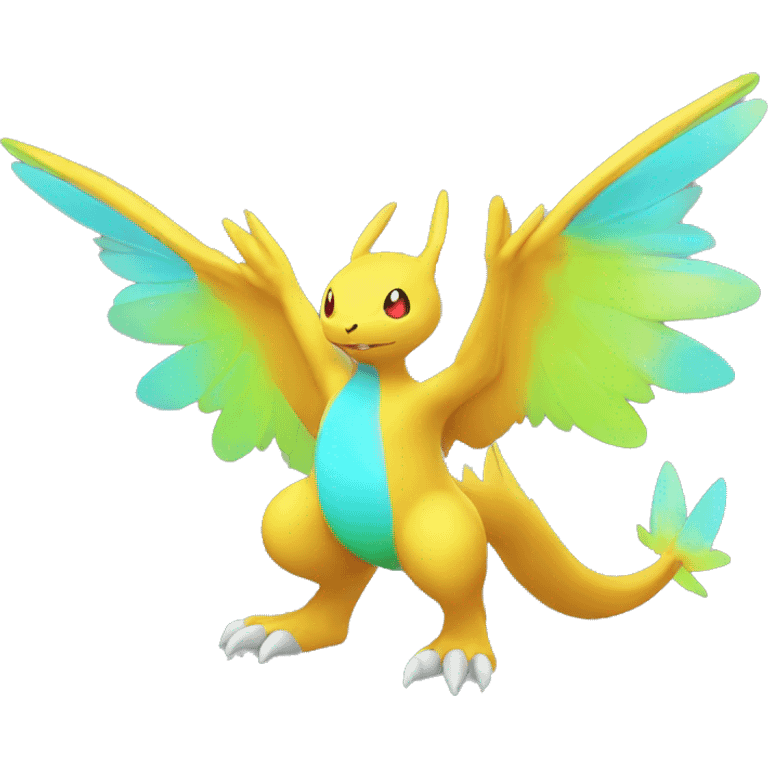 Colorful Neon Colors Flying Fakémon-Pokémon-Creature Full Body emoji