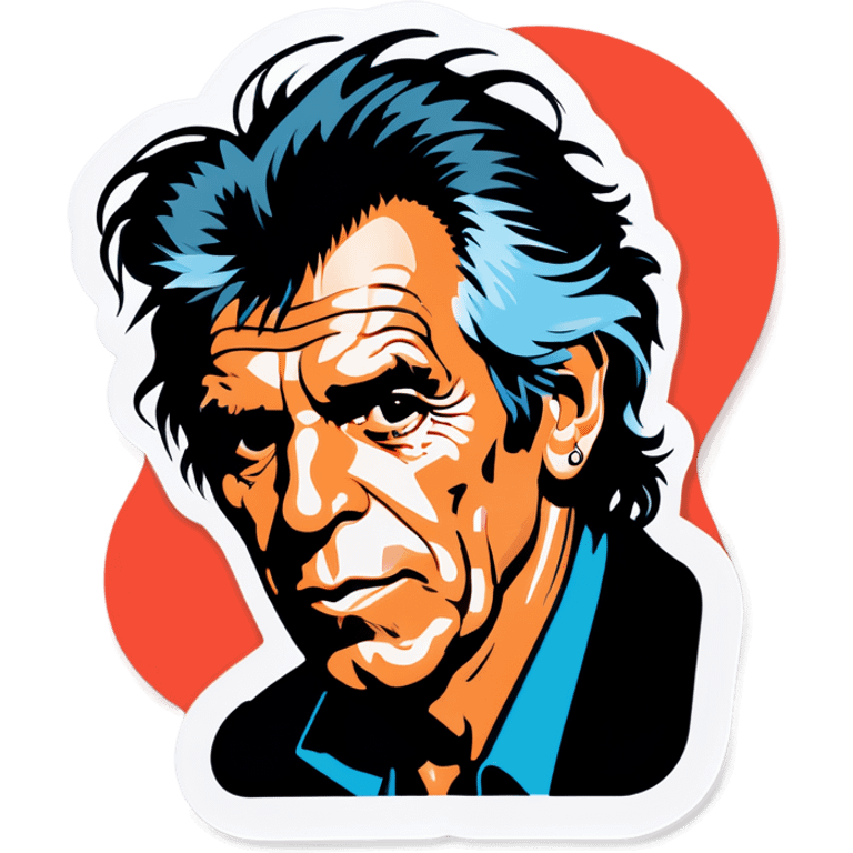 Keith richards with rock on writing emoji