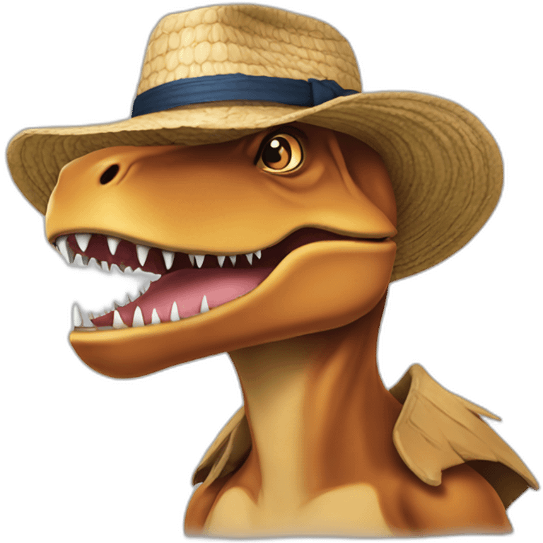 trex with a strawhat from one piece emoji