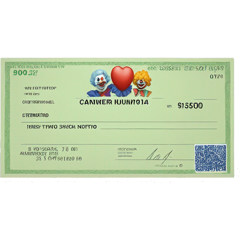 bank check with a clown on it emoji