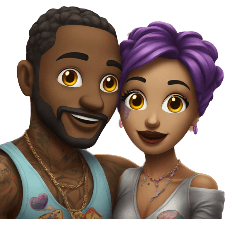 Romantic carnival date for beautiful tattooed couple emoji