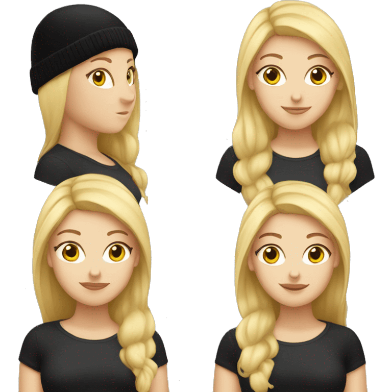 Blonde White girl with a black beanie emoji