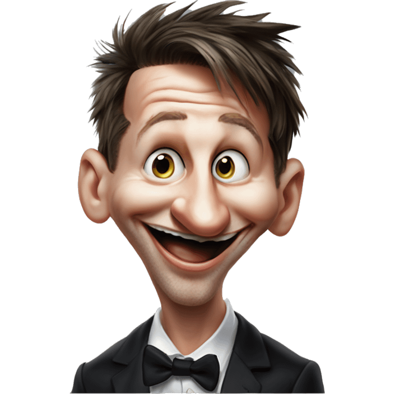 Laughing insane Messi in Uncle Scrooge style, oil paint, mysterious eyes, intricate lips, masterpiece pose, odd perspective, beautiful, desirable, logical emoji