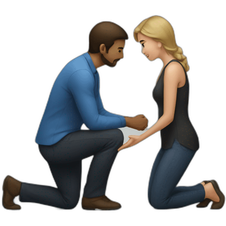 Woman on knees facing man emoji