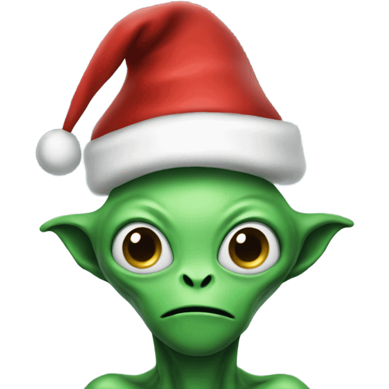 Alien wearing santa hat emoji