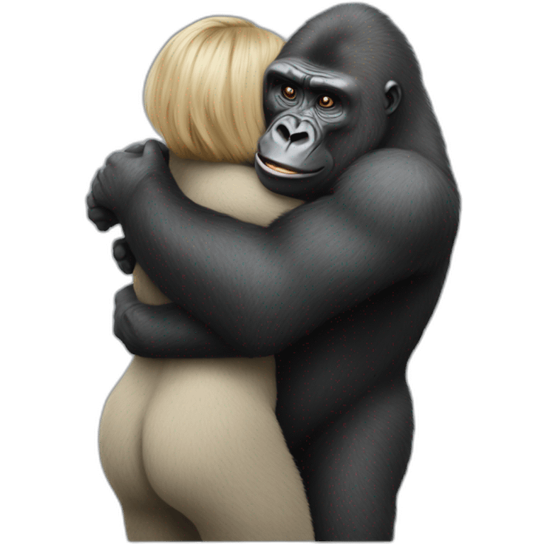 gorilla hugging lepen hyperrealistic emoji