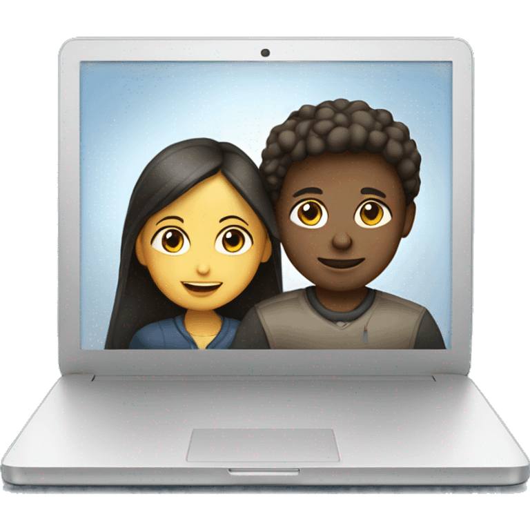 Girl and boy laptop with light above head emoji