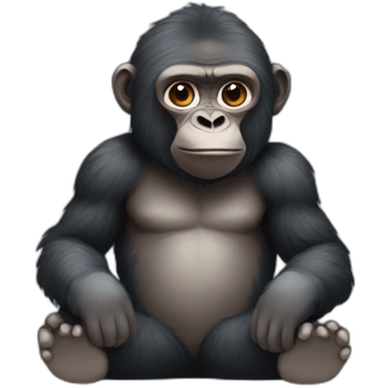 Gorilla sitting on a monkey emoji