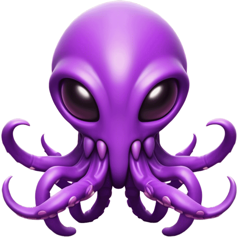 Clash of Clans aesthetic: Cinematic Playful Zerg Alien Emoji, rendered in a 3D vector-style similar to standard emojis with minimal shading and bold, simplified shapes. A compact, isometric, otherworldly creature with insectoid, organic details and subtle, eerie tentacles, softly glowing with a sinister alien charm. Simplified yet unmistakably iconic, highly detailed and consistent, glowing with a soft, spectral radiance and high shine. Stylized with a touch of bio-engineered mischief and a soft glowing outline, capturing the essence of a fearsome extraterrestrial menace with a playful twist! emoji