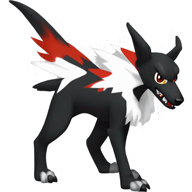 Black Cool Edgy Sergal-Houndoom-Fakémon  with White and Red Edgy markings emoji