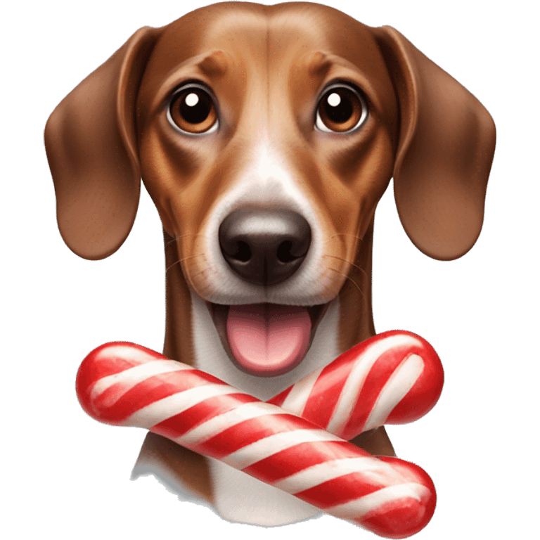 weiner dog eating candy canes emoji