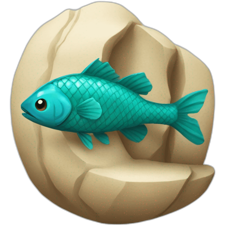 un poisson serpent sous une grosse pierre emoji