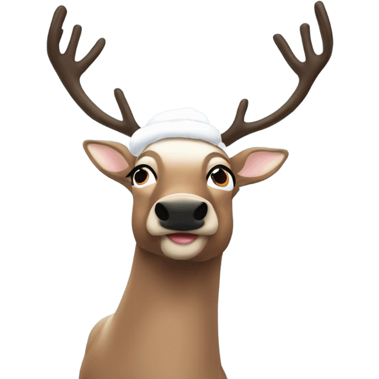 The gayest reindeer in drag sniffing snow emoji