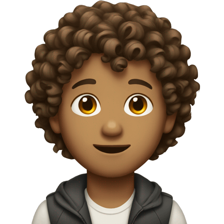 Boy with curly brown hair emoji