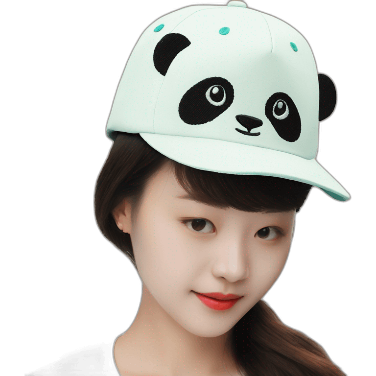 Panda embroidery on a cap emoji