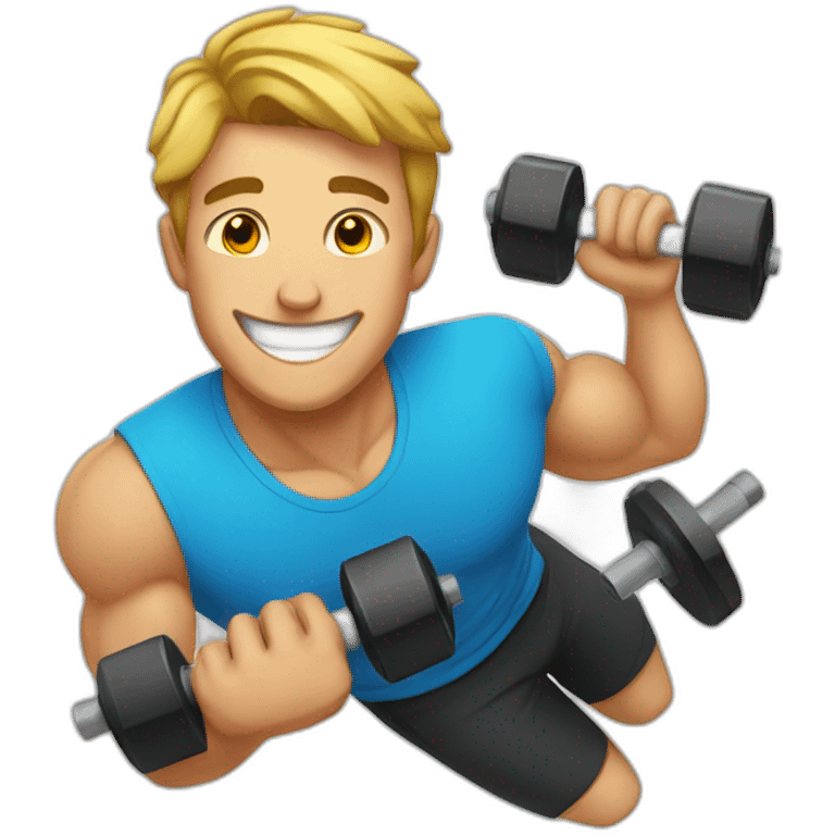 with smiling guy workout in gym emoji