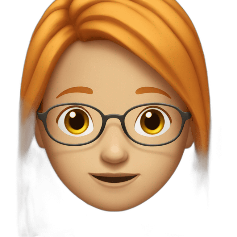 Ginger girl with long hair and round glasses emoji