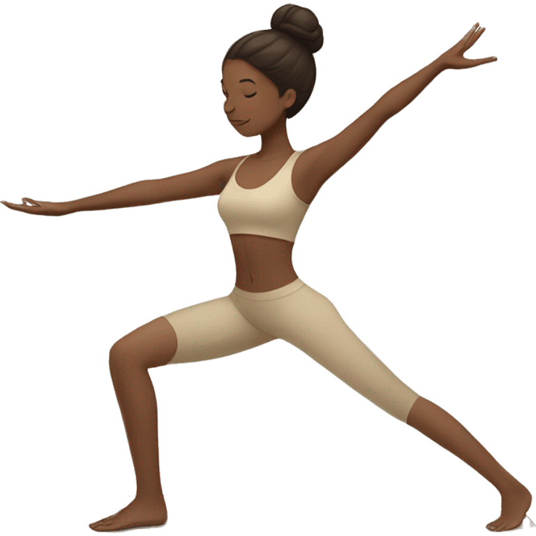 Brunette Girl doing yoga in beige tones  emoji