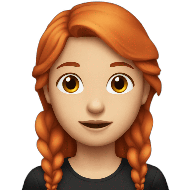 a girl with long red hair, with black shirt emoji