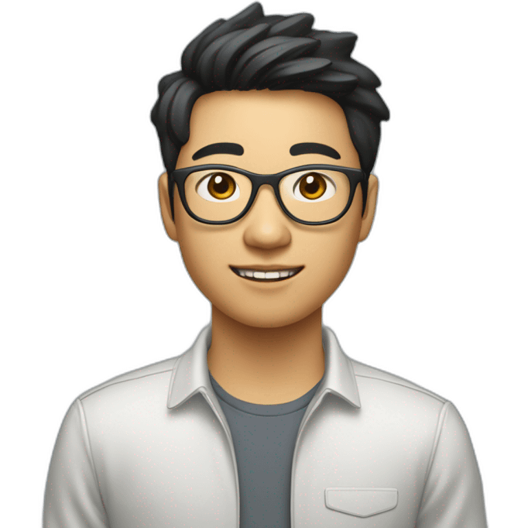 asian teen computer science major intern as software engineer in a cool tech startup emoji