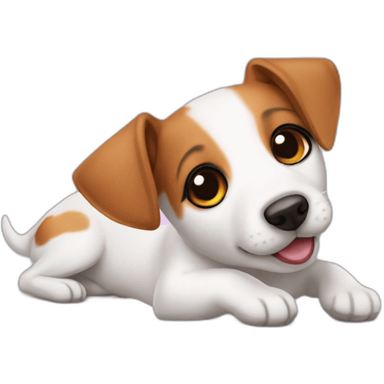 dog Jack Russell Terrier laying on her back emoji