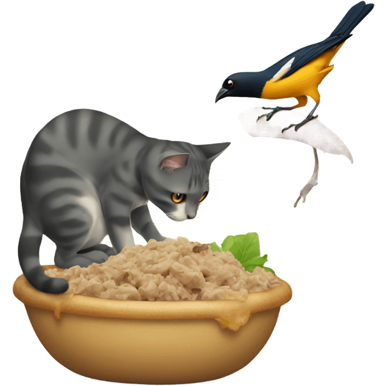 cat eating a bird emoji