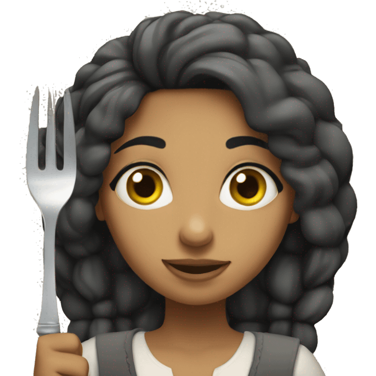 A Moroccan girl with a fork emoji