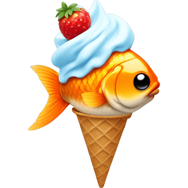 goldfish holding a ice cream cone emoji