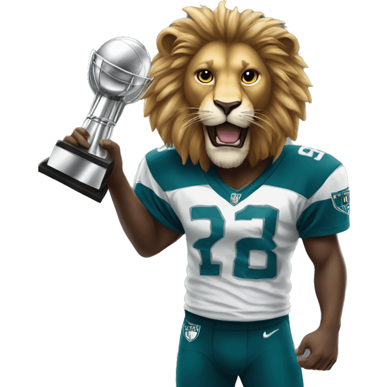 Lion holding the Lombardi trophy emoji