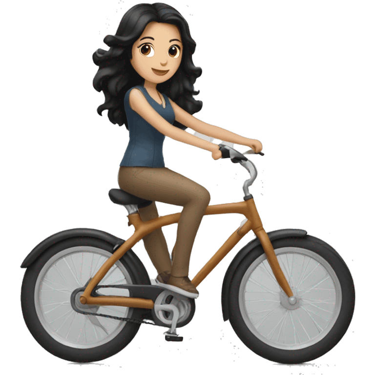 white girl with black hair riding a bike emoji