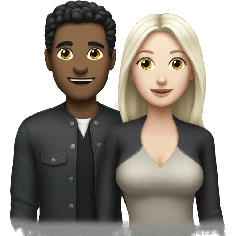 a white man with black hair taking with a white woman with black hair emoji