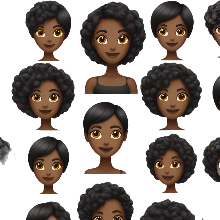 Black hair women with cosmetic products  emoji