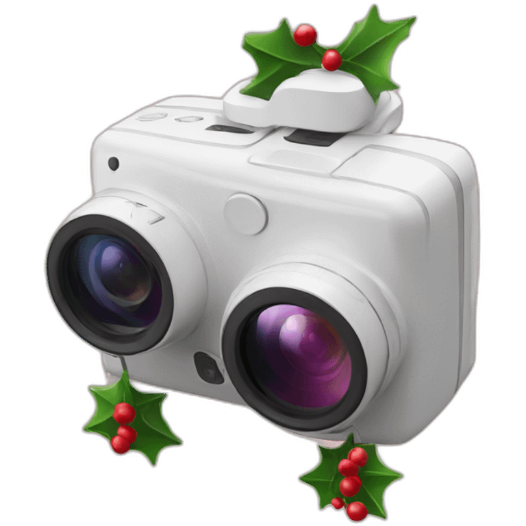 vr camera with christmas decoration emoji