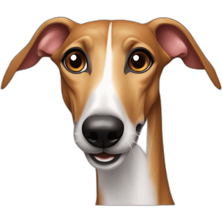 Galgo pelirrojo atigrado con la lengua fuera emoji